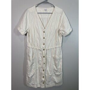 Old Navy Large Tall OFF White Button-Down Utility Mini Dress Minimalist Short